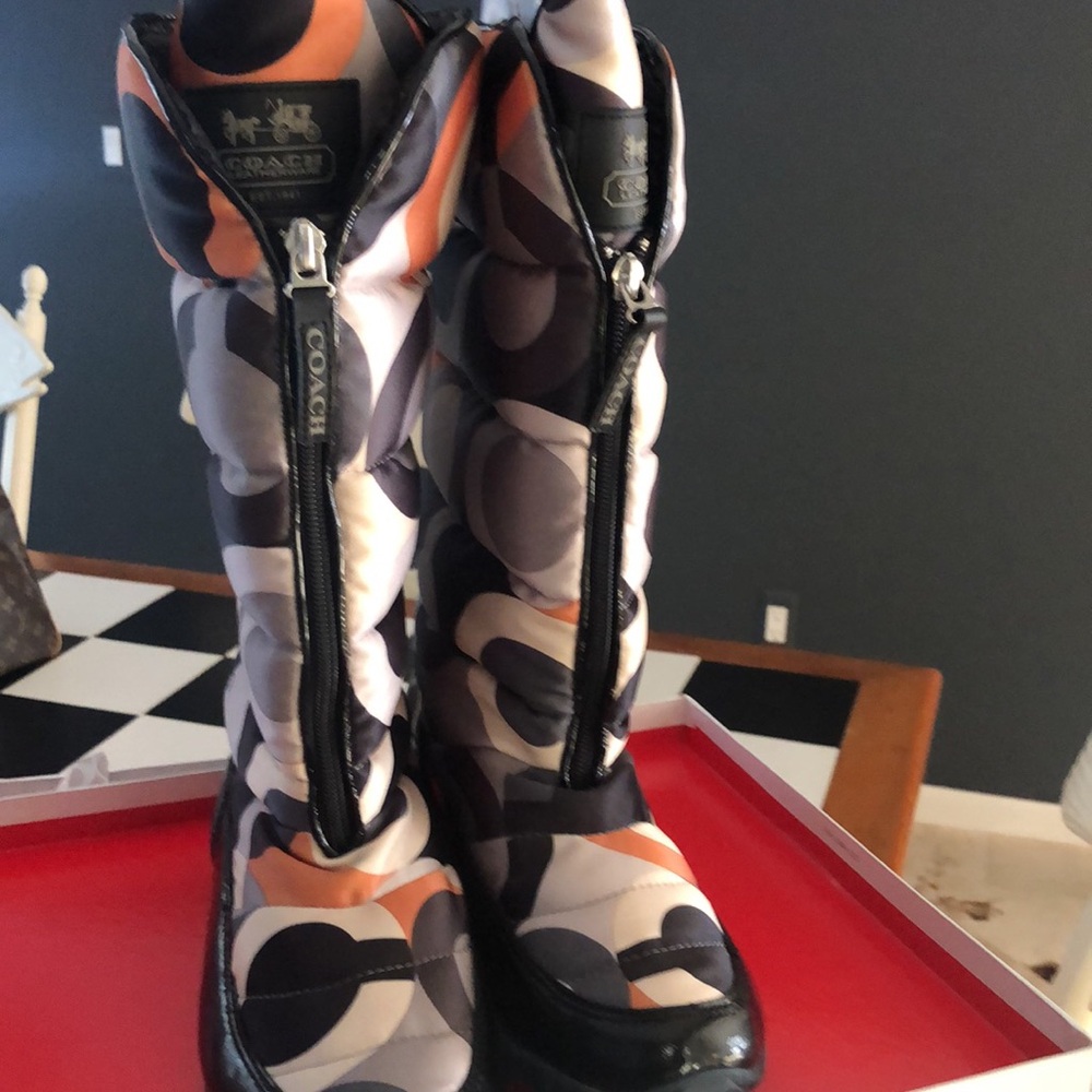 Women's Winter Rain Boots in Orange, Black & Cream - Picture 2 of 5